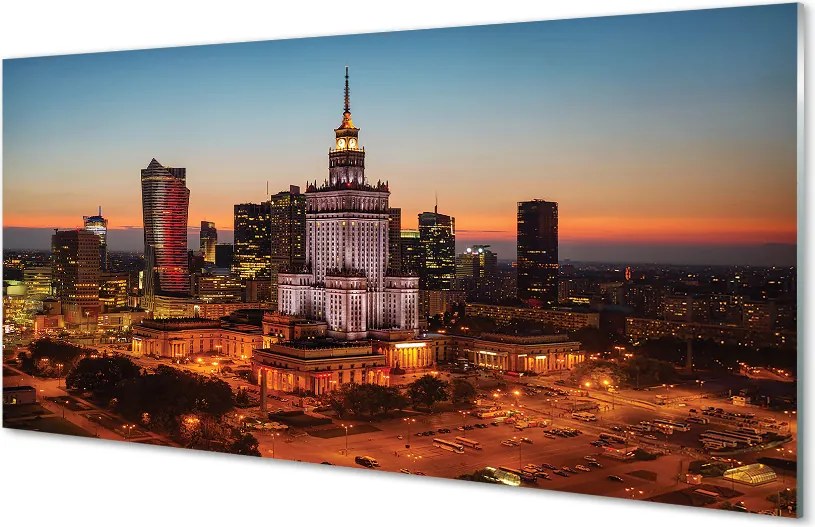 Panel Szklany Nocne Światła Warszawy