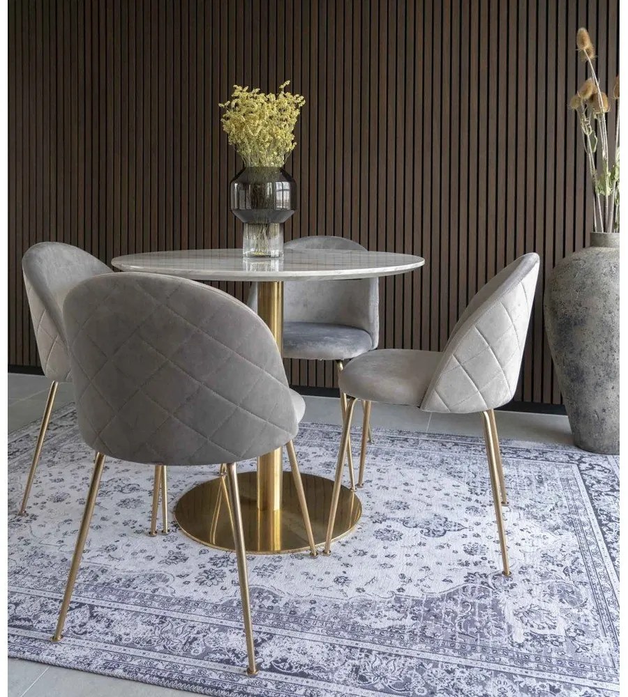 Okrągły stół z blatem w dekorze marmuru ø 90 cm Bolzano – House Nordic