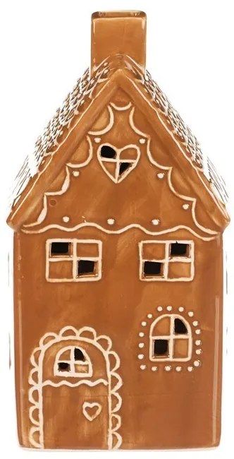 Ceramiczny domek z piernika z oświetleniem LED, brązowy