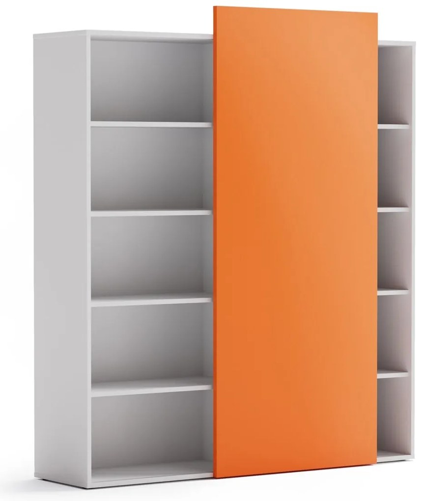 PLAN Regał biurowy wysoki BLOCK, 1600 x 400 x 1748, pomarańczowy