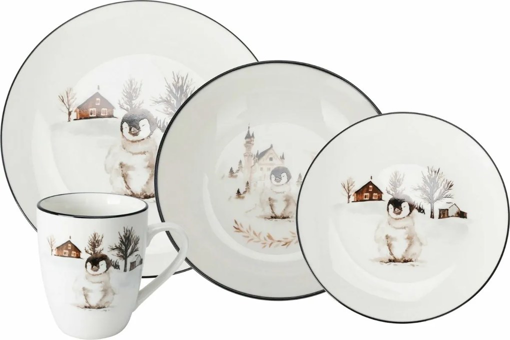 Porcelanowy talerz deserowy Winter Penguin, 19 x 2 cm