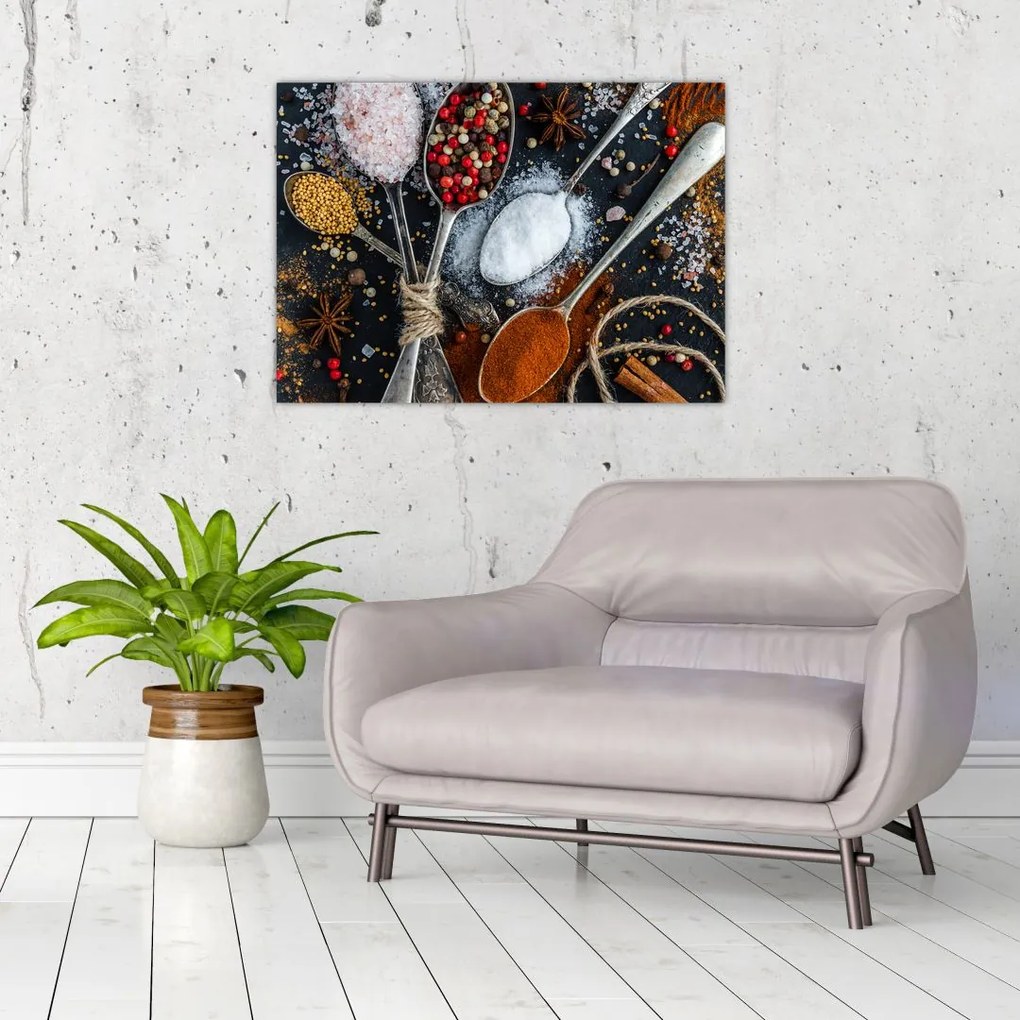 Obraz łyżek z przyprawami (70x50 cm)