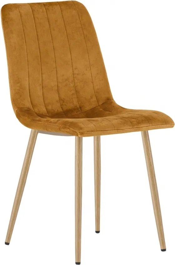 Musztardowe welurowe krzesło LAVA