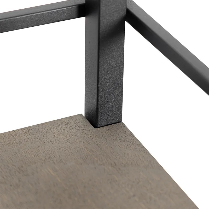 Industrialna lampa stojąca czarna z drewnem - Cage Rack