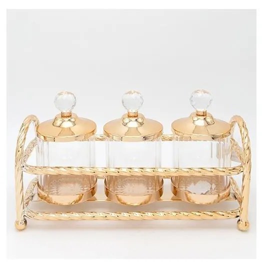 ZESTAW 3x Słoik szklany złoty