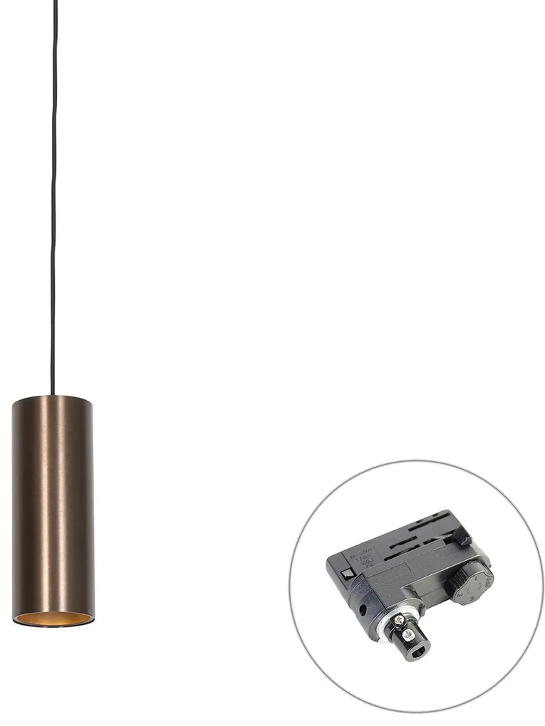 Designerska lampa wisząca ciemny brąz z adapterem szynowym 3-fazowym - 3-Phase Tubo Nowoczesny Oswietlenie wewnetrzne