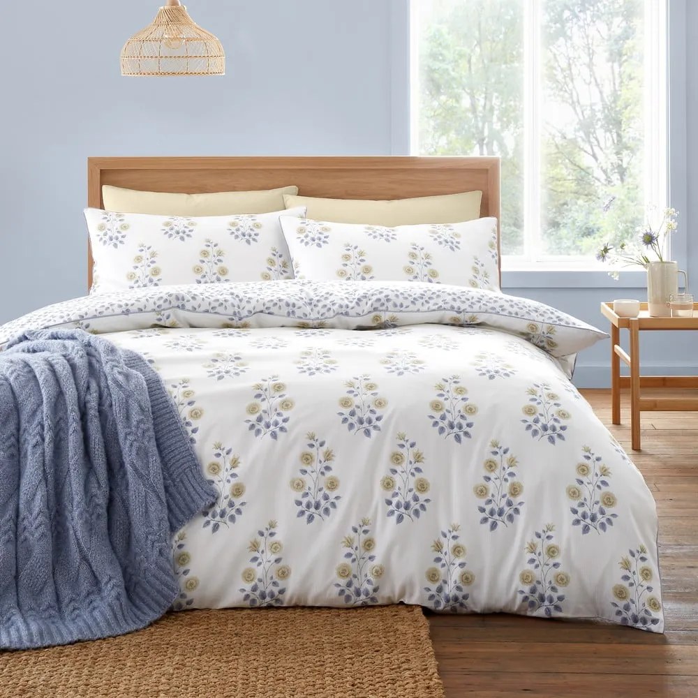 Biała adamaszkowa pościel dwuosobowa 230x220 cm Eloise Floral – Bianca