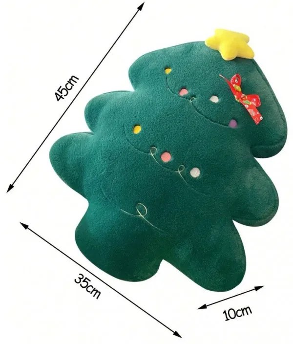 Aksamitna poduszka dekoracyjna w kształcie choinki MERRYLY, zielona