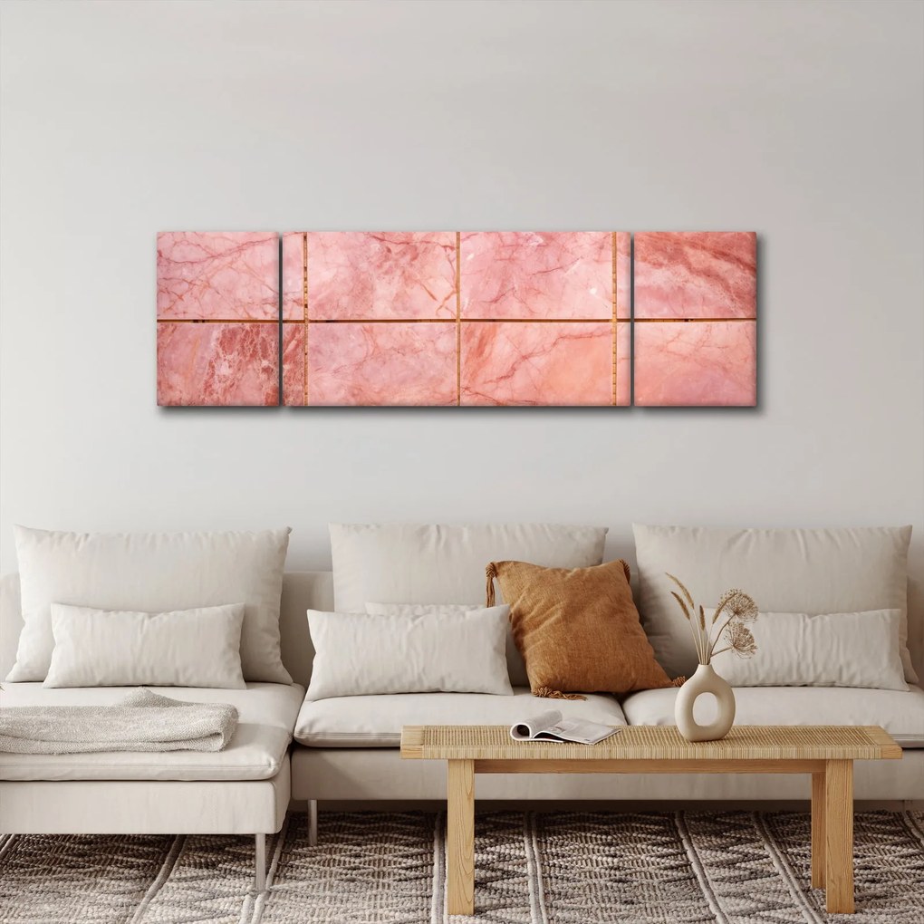 Obraz - Różowe, marmurkowe płytki (170x50 cm)