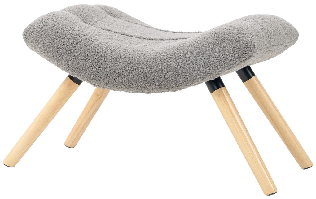 HOMCOM Nowoczesny podnóżek z tkaniny mikrofibrowej i drewnianymi nogami, tapicerowana, do salonu, sypialni, przedpokoju, Jasnoszary