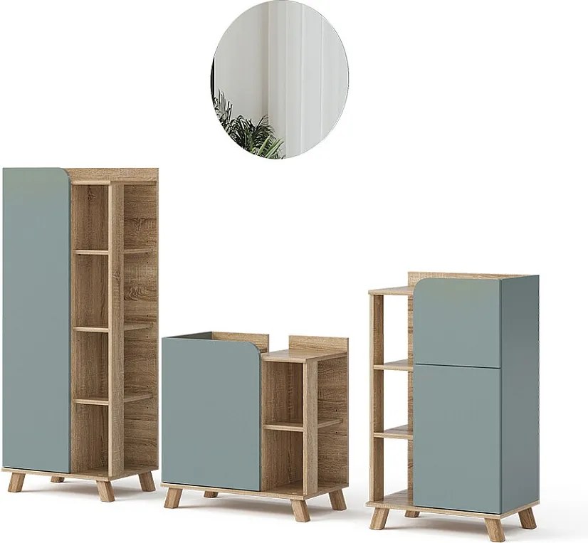 Zestaw mebli łazienkowych sonoma/niebieski 60x35x65 karen