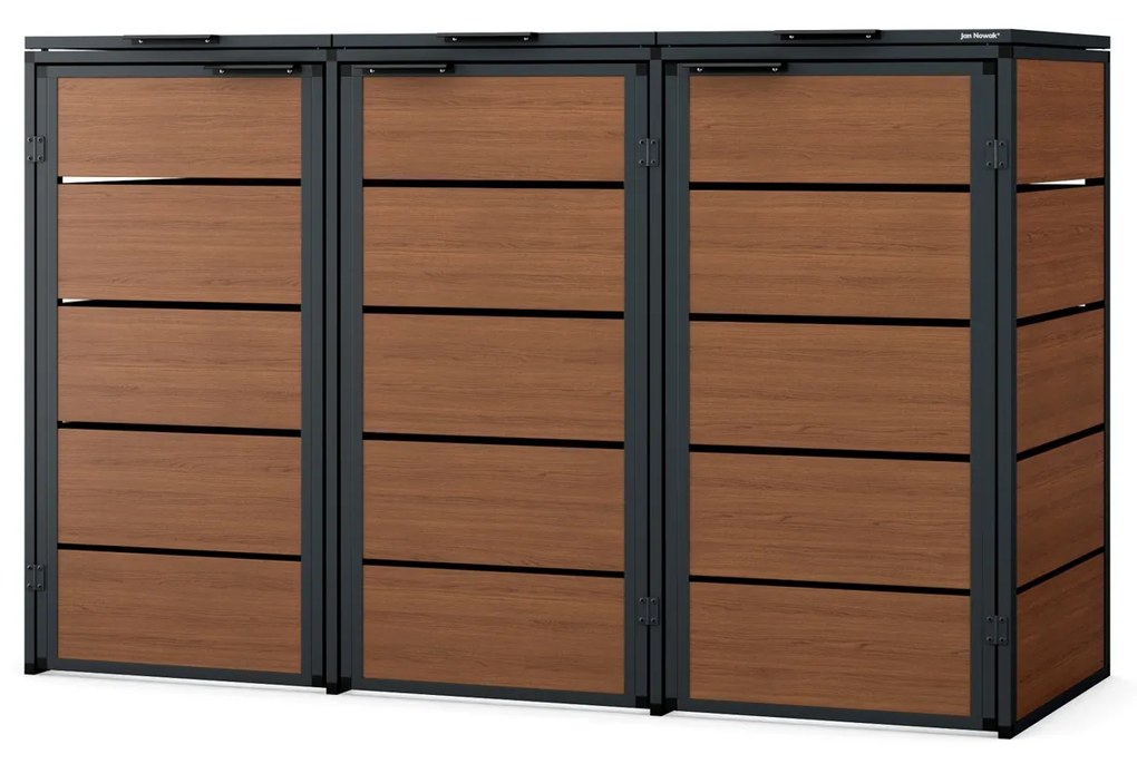 Zabudowa śmietnikowa 120L trzykomorowa, antracyt - orzech