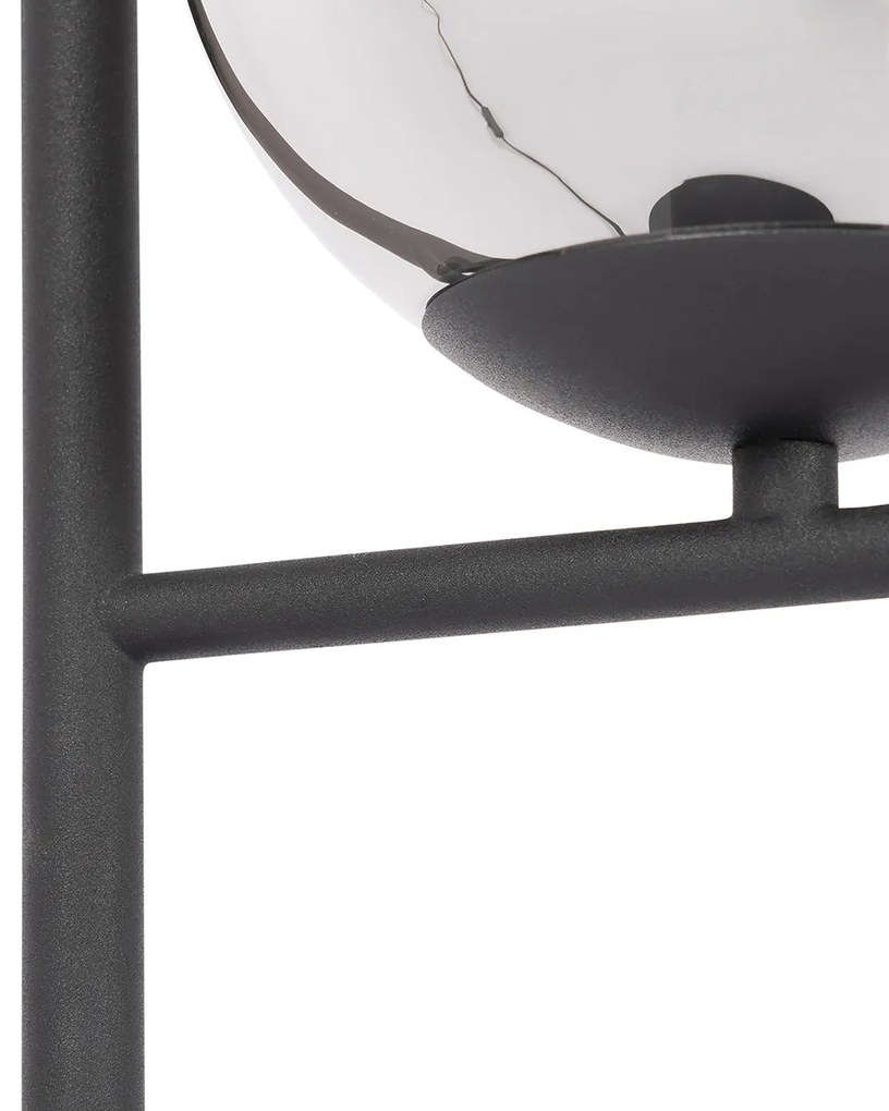 Lampa stołowa art deco czarna i przydymione szkło - Flore