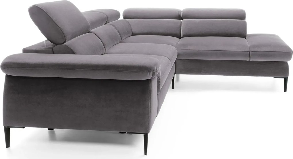 Szary welurowy narożnik rozkładany B6-T86