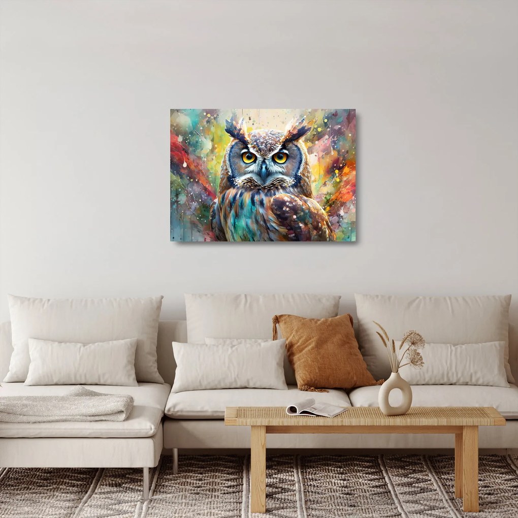 Obraz na szkle - Malowanie sowy (70x50 cm)