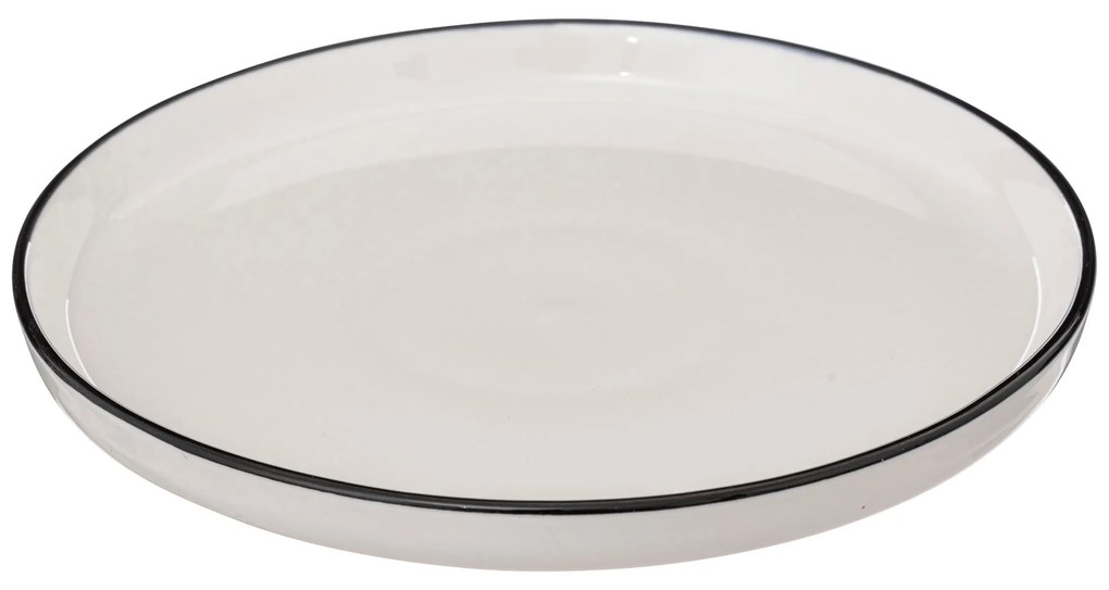 Talerze deserowe porcelanowe ALIX, czarna obwódka, 6 sztuk x Ø 20 cm