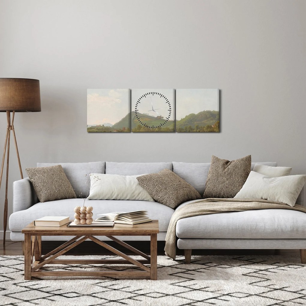 Obraz - Simon Denis,  View Near Naples, reprodukcje (z zegarem) (90x30 cm)
