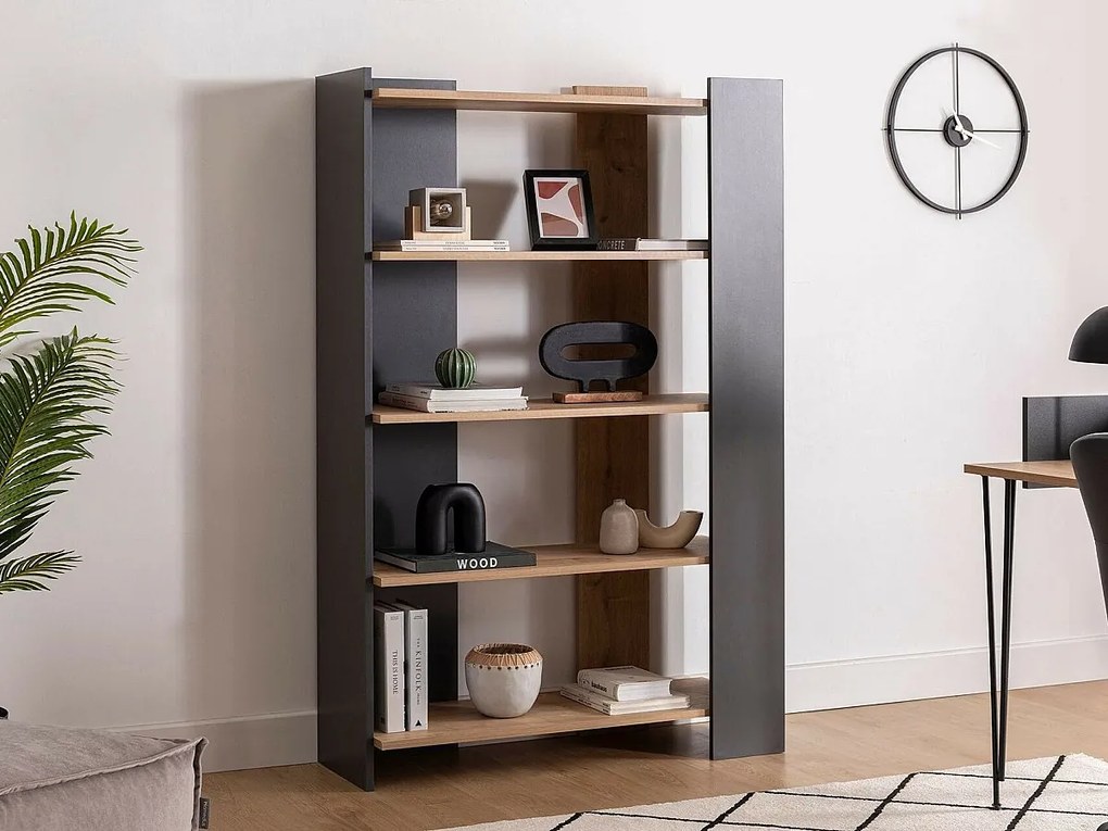 Regał na książki – 103,6 cm x 38,6 cm x 160 cm – szafir i antracyt – płyta wiórowa