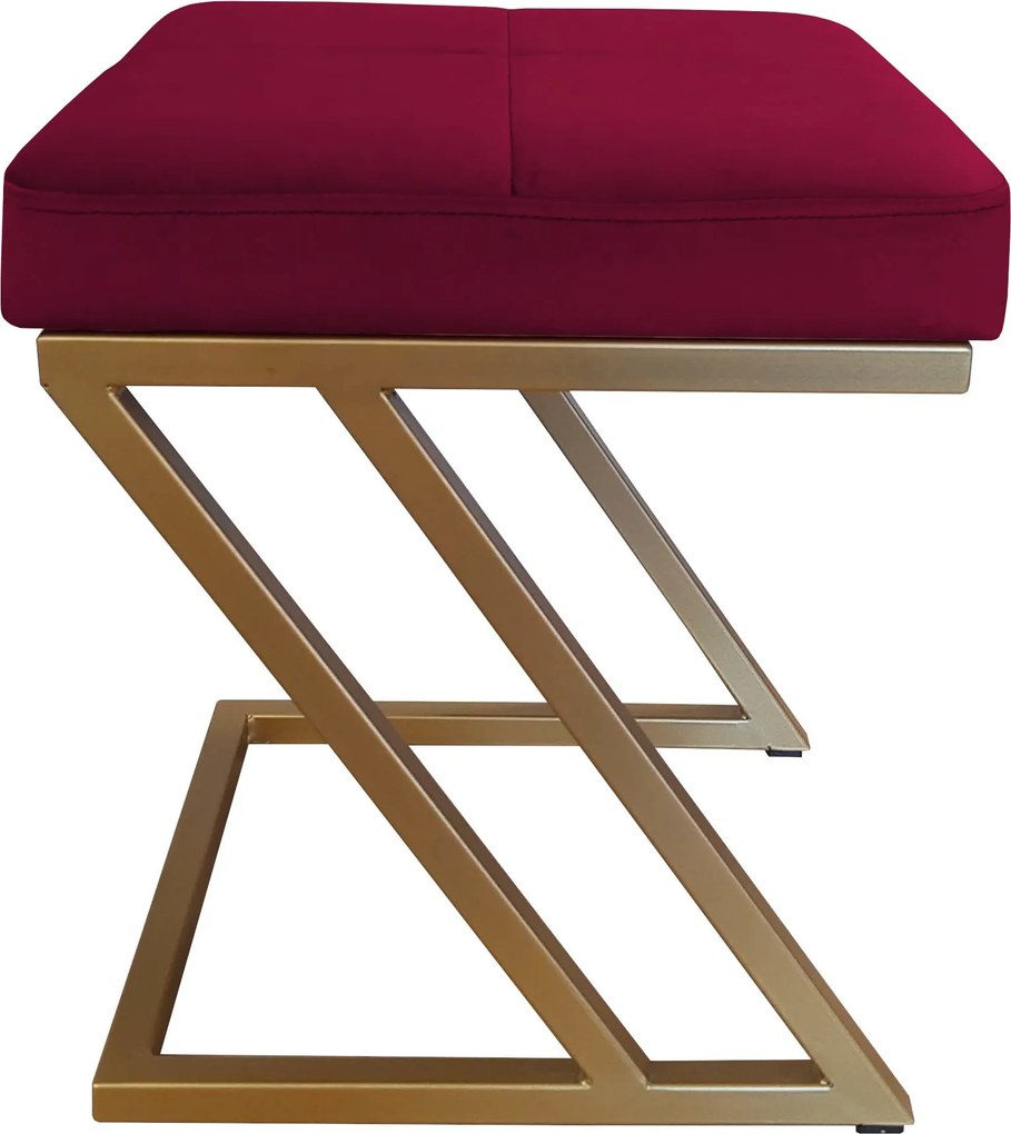 Pufa ZETA tkanina Welur loft ławka podnóżek metal : Kolor Stelaża - Złoty, Kolor tkaniny - VELVET - MG31, Typ tkaniny - Velvet