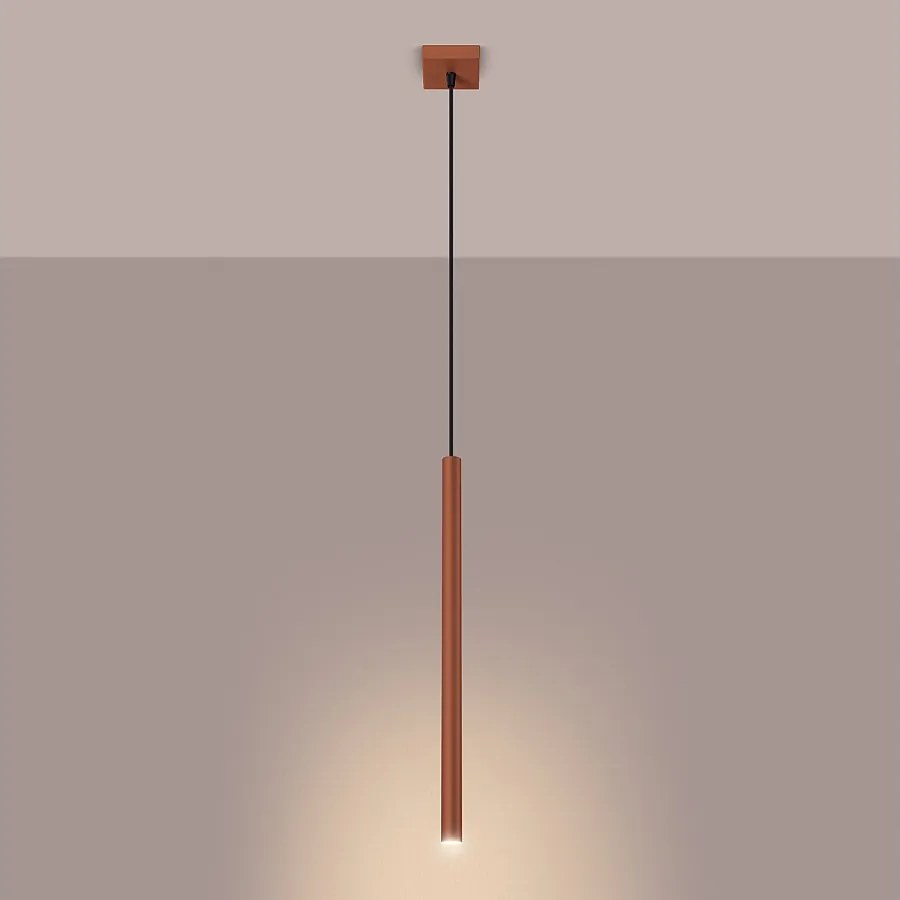 Lampa wisząca nowoczesny Brill, stal - 1 źródło światła 3000K - L.8 x H.114 cm - ochra czerwona