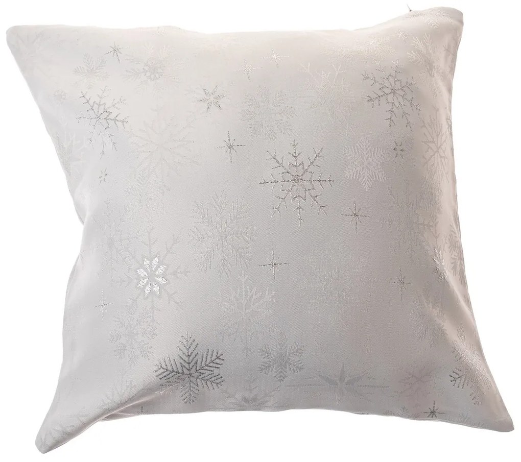 Świąteczna poszewka na poduszkę wodoodporna Płatki śniegu srebrny, 40 x 40 cm