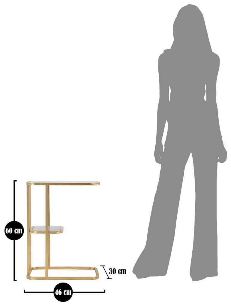 Dwupoziomowy stolik boczny, wys. 60 cm