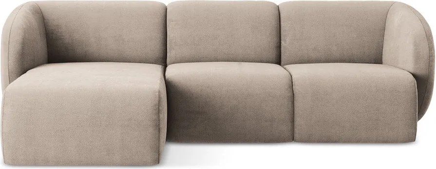 Jasnobrązowy narożnik z tkaniny szenilowej (lewostronny/z szezlongiem) Lani – Makamii