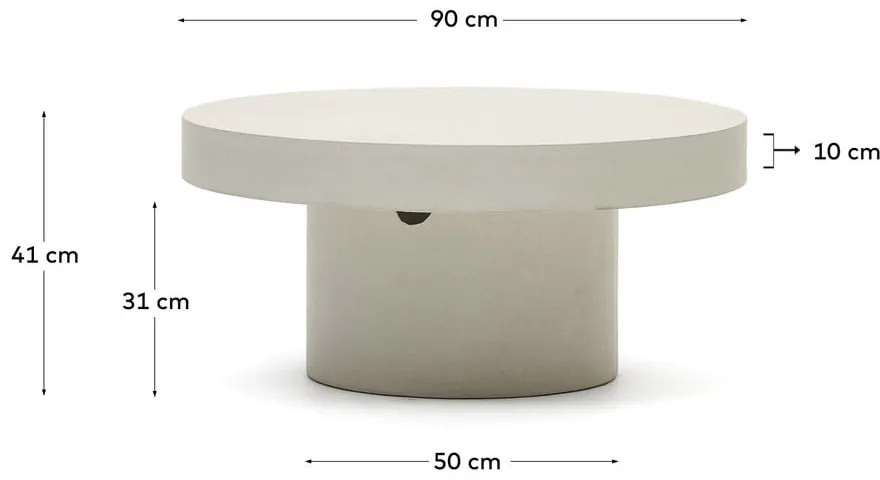 Okrągły betonowy stolik ogrodowy ø 90 cm Aiguablava – Kave Home
