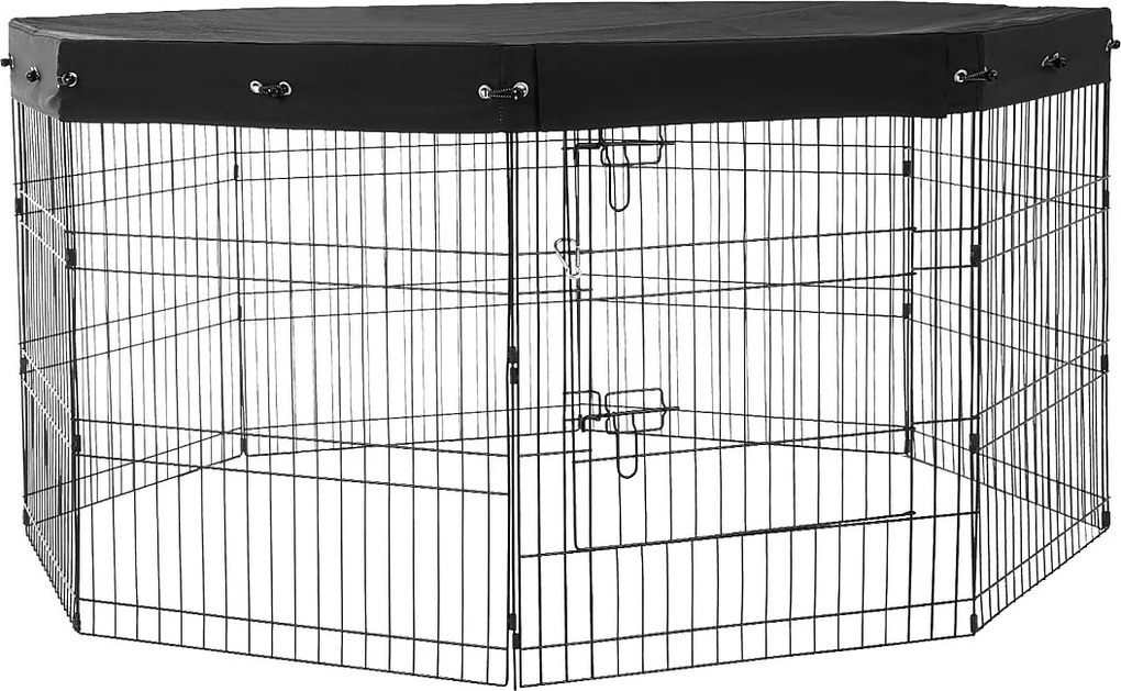 Park dla Psów SucceBuy 8-Panelowy Składany Metalowy Kojec dla Psów, Wys. 76.20 cm z Pokrywą Górną