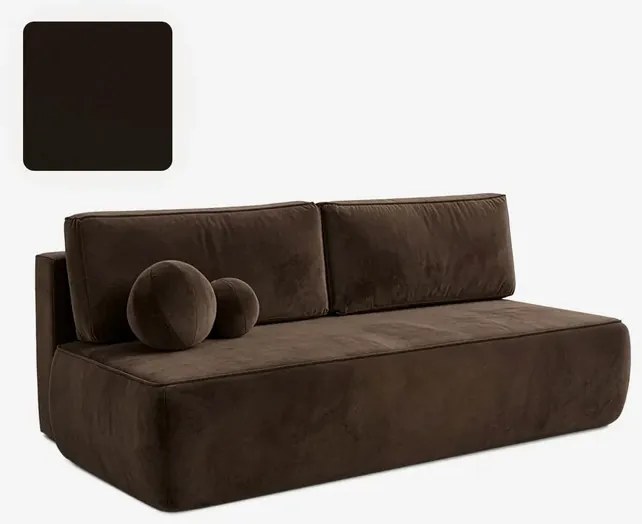 Sofa z Funkcją Spania ARVETO Brązowa Welurowa Nowoczesna