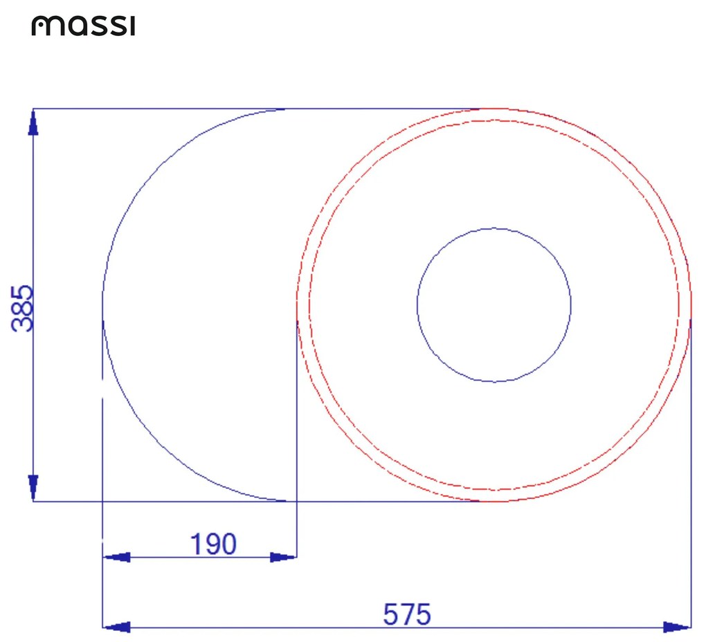 Massi Umywalka z konglomeratu wolnostojąca okrągła 85 x 40 cm z półką metalową RONA bez przelewu : Kolor umywalki RONA - Go Color, Podłączenie syfonu - Do ściany, Półka - Metalowa