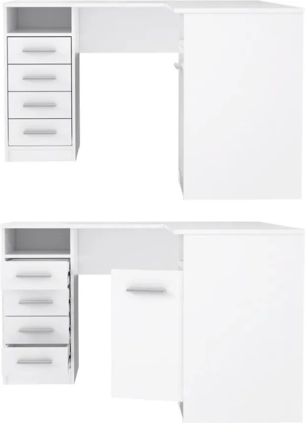 Białe biurko narożne z kontenerkami NET106 OFDB125-120