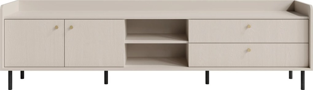 Szafka RTV stojąca ASTREA 210 cm do Salonu pod Telewizor 2 Szuflady - Odcienie beżu