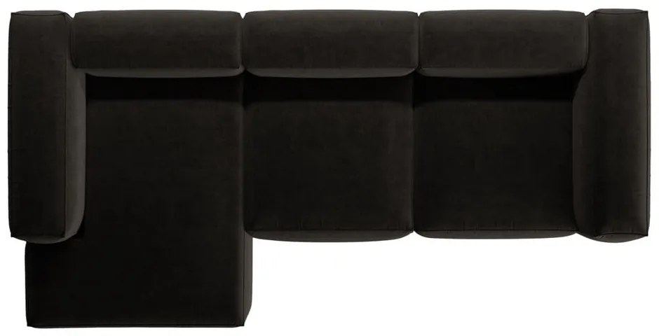 Czarny narożnik (lewostronny/z szezlongiem) Bergamo – Cosmopolitan Design