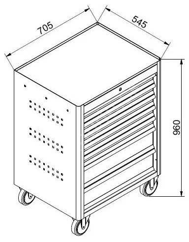 Güde Wózek warsztatowy mobilny na narzędzia GD, 6 szuflad, 705 x 545 x 960 mm, antracyt/czerwony