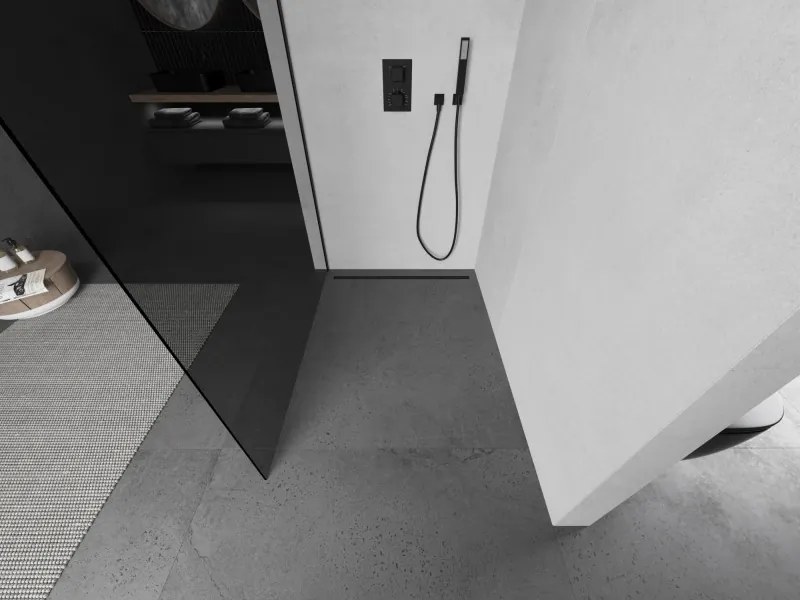 Mexen Kioto ścianka prysznicowa Walk-in 100 x 200 cm, grafit 8 mm, czarna - 800-100-101-70-40