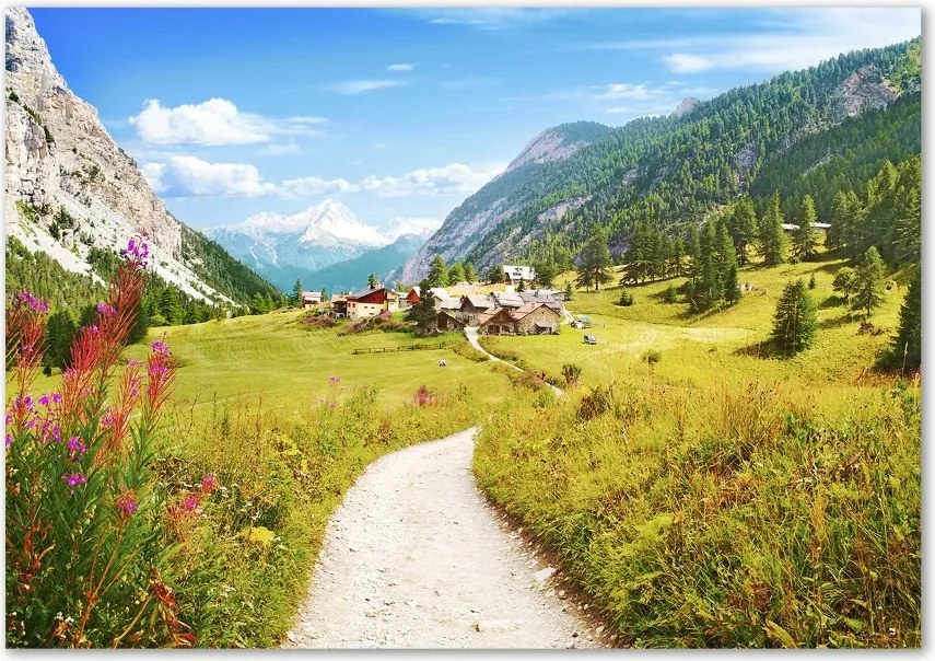 Foto obraz szklany Pastwisko w Alpach