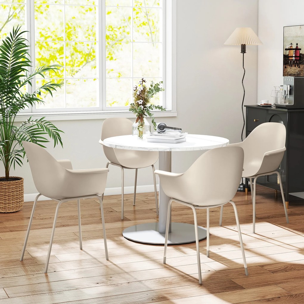 Outsunny Zestaw 4 krzeseł ogrodowych Składane Szare z oparciem Podłokietniki do 120 kg | Aosom PL