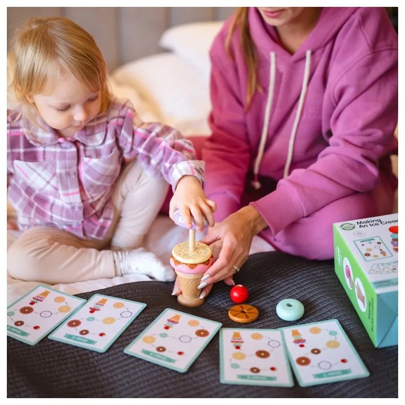 Woopie green drewniane lody układanka montessori cukiernia 12 el. fsc