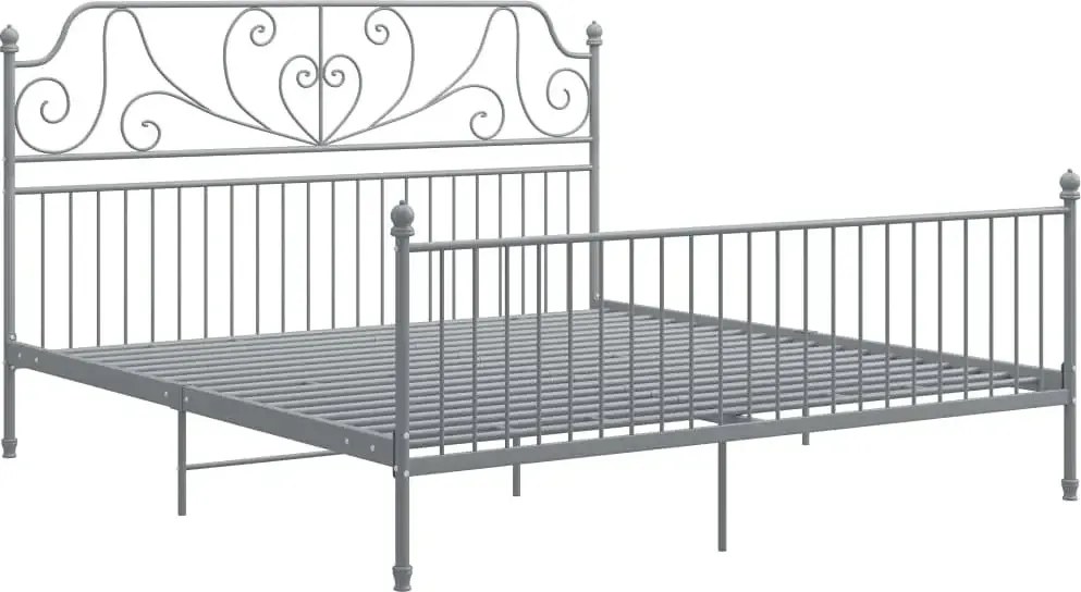 Szare metalowe łóżko dwuosobowe 160x200 cm P9-W32