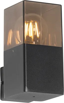 Nowoczesna lampa ścienna zewnętrzna czarna IP44 z przydymionym szkłem - Denmark