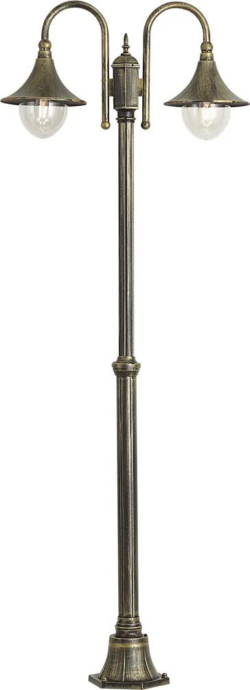 Klasyczny lampion zewnętrzny czarny ze starożytnym złotem 200 cm 2-źródła światła IP44 - Daphne