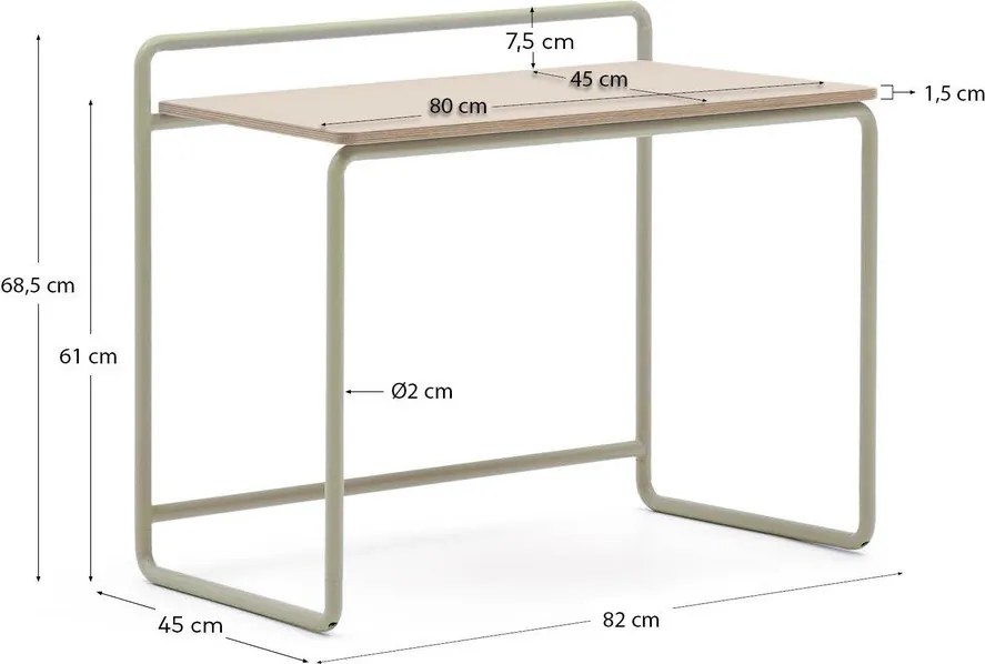 Biurko dziecięce z blatem w dekorze jesionu 45x82 cm Tinn – Kave Home