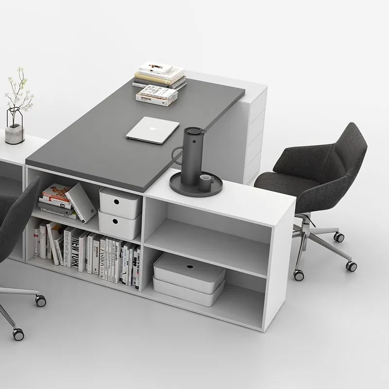 Regał biurowy BLOCK, 1600 × 400 × 710 mm, biały