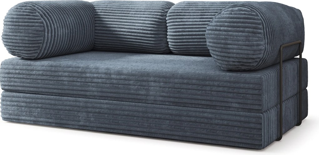 Masseno Sofa piankowa ALVIO z funkcją spania, Kanapa z pianki do salonu, Bezmontażowa, Tkanina sztruksowa – Szary TILIA 85