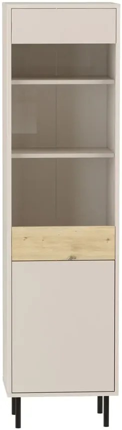 Nowoczesna szklana witryna na nóżkach kaszmir + dąb artisan B2-E68