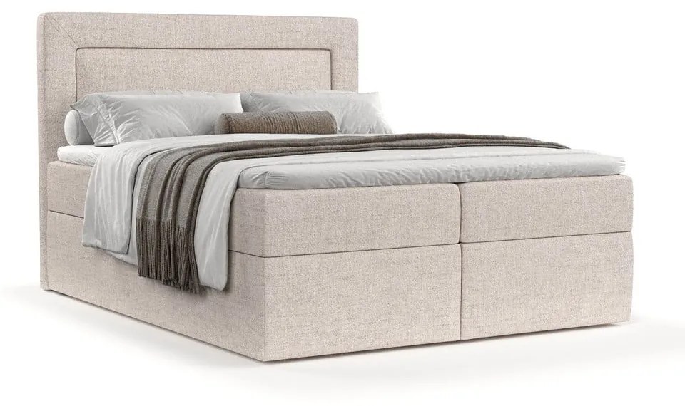 Beżowe łóżko boxspring ze schowkiem 180x200 cm Imagine – Maison de Rêve