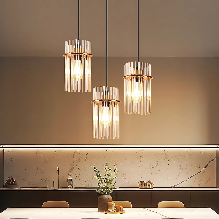 Lampa wisząca Nettlife z trzema źródłami światła do jadalni – okrągła szklana lampa wisząca z gniazdem E27, 16 cm (żarówki nie są dołączone)