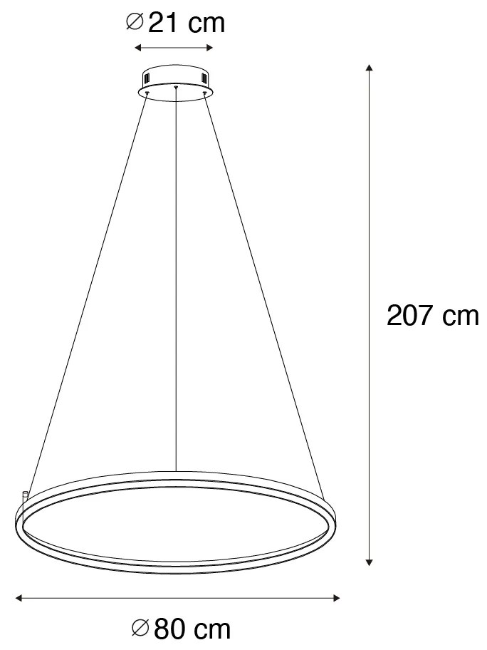 Lampa wisząca czarna 80 cm w komplecie z LED 3-stopniowo ściemnialna - GirelloDesignerski Oswietlenie wewnetrzne