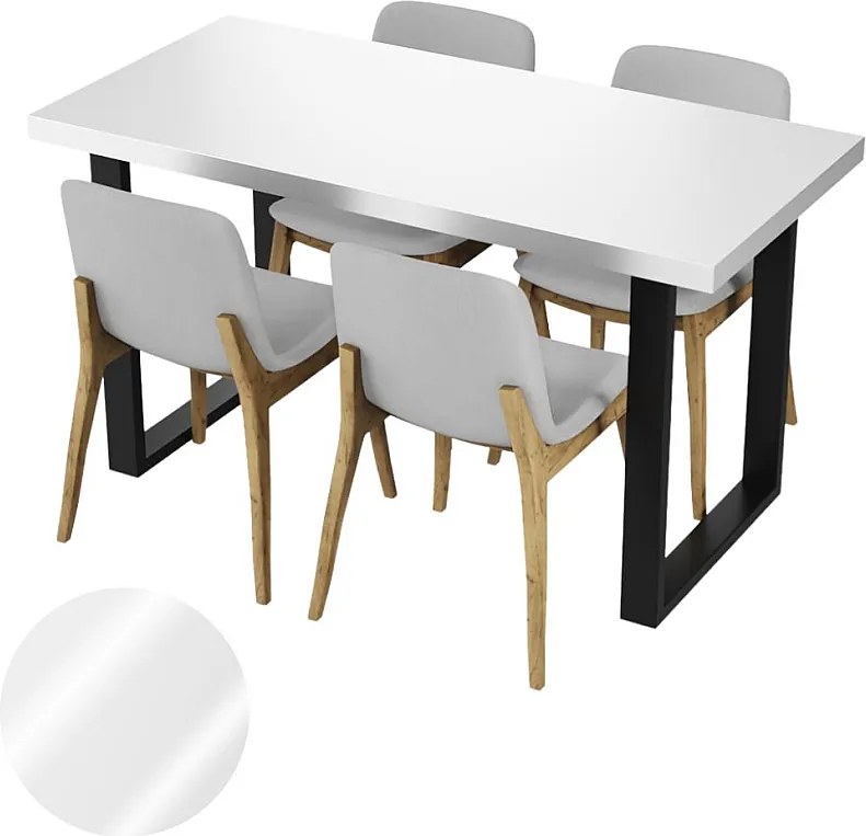 Stół Kuchenny Do Jadalni Loft Kolory Biały Połysk Czarne Nogi